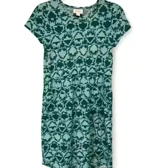 LuLaRoe Girl's Fit & Flare Dress Size 12 Green Short Sleeve Casual - Picture 1 of 7